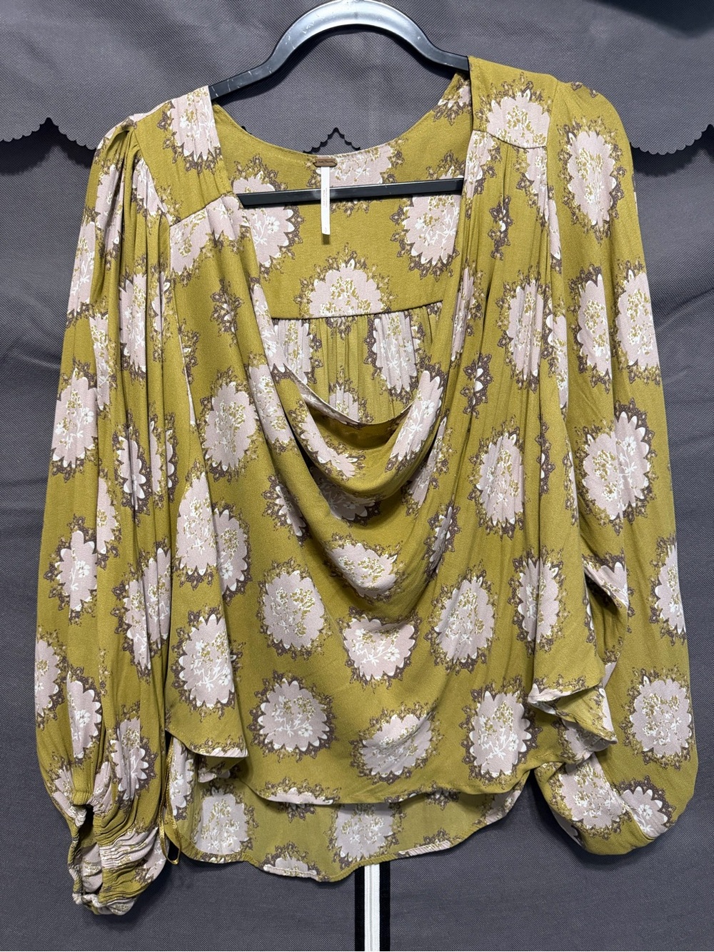 Drapey Green Print Free People Top